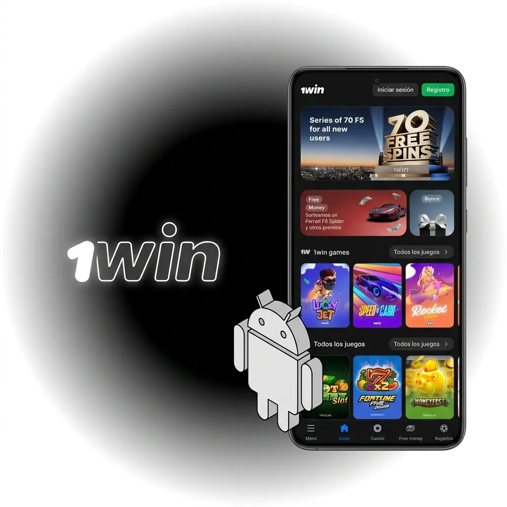 App 1win para Android en smartphone